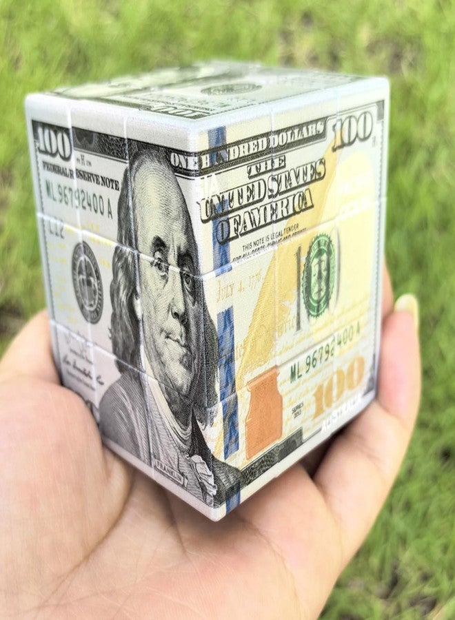 Kugoa Hundred Dollar Cube 3x3 Magic Cube US $100 Bill Pattern Money Design Speed Cube Puzzle, Brain Teaser Puzzle Toys for Child Adults - Image 4
